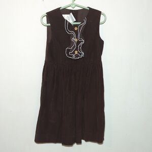 Zuccini Brown and White Corduroy Dress with Ruffle 100% Cotton Girls Size 5